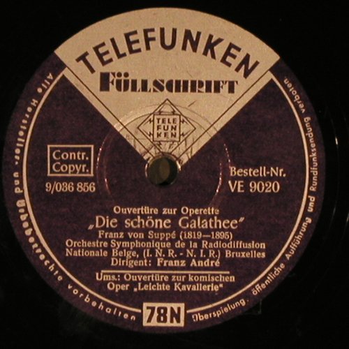 Suppe,Franz von: Leichte Kavallerie,d.Schön.Galathee, Telefunken (VE 9020), D Typ: 30cm Best.-Nr.: N208 Preis: 6,00 Euro