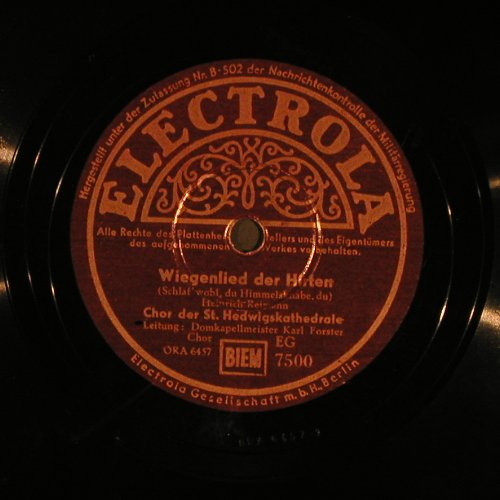 Chor der St.Hedwigskathedrale: Stille Nacht,heiligeNacht-K.Forster, Electrola(EG 7500), D,  - 25cm - N275 - 5,50 Euro