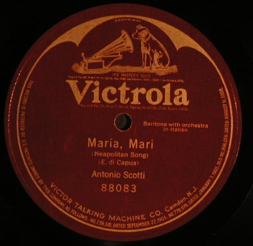 Scotti,Antonio: Maria, Mari, in ital. One sided, Victrola(88083), ,  - 30cm - N361 - 10,00 Euro