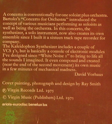 White Noise: 2 - Concerto For Synthesizer, Virgin (88 589 ET), NL m /vg+, 1975 Typ: LP Best.-Nr.: V2836 Preis: 12,50 Euro