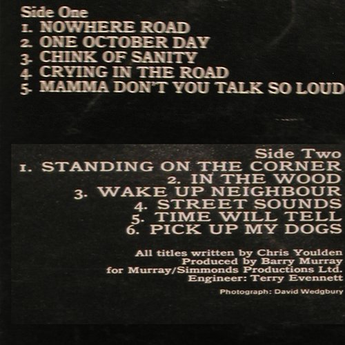 Youlden,Chris: Nowhere Road, Deram (SML 1099), UK, 1973 Typ: LP Best.-Nr.: V3016 Preis: 60,00 Euro