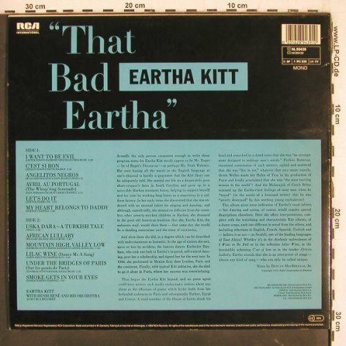 Kitt,Eartha - Henri Ren Orchestra: That Bad Eartha (1957), RCA, Mono(NL 89439), D,Ri, 1984 - LP - V3461 - 12,50 Euro