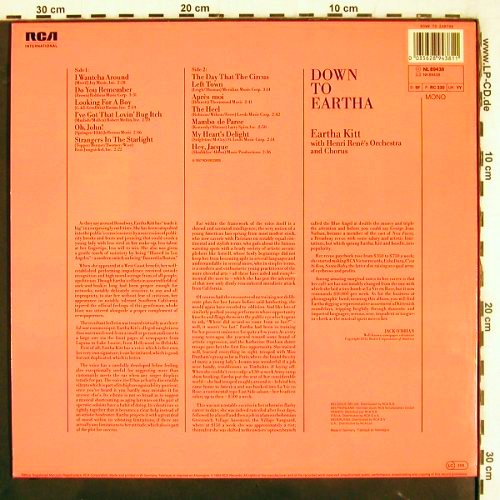 Kitt,Eartha - Henri Ren Orchestra: Down To Eartha, Mono (1955), RCA, Ri(NL 89438), D, 1984 - LP - V3462 - 9,00 Euro