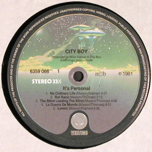 City Boy: Its Personal, m-/vg+, Vertigo(6359 066), S, 1981 - LP - V3763 - 6,00 Euro