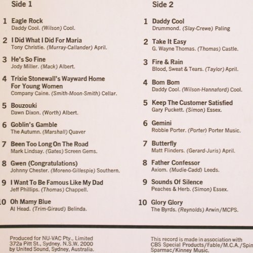 V.A.20 Chartstoppers Vol.2: Daddy Cool... Byrds, Select Rec.(US1002), AUS, 1971 - LP - V3959 - 7,50 Euro