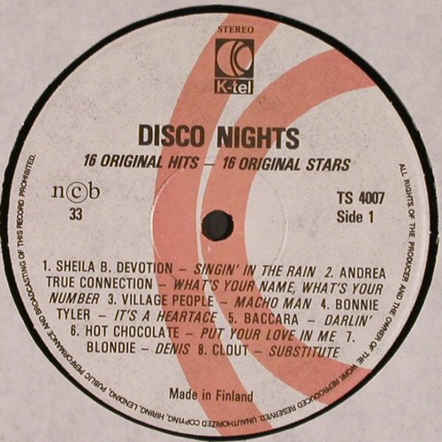 V.A.Disco Nights: Sheila B Devotion... Toby, K-tel(TS 4007), SF, 1978 - LP - V4016 - 5,00 Euro