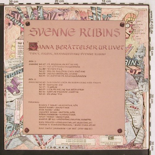 Svenne Rubin's: Sanna Berättelser Ur Livet, Start Klart (SKRLP-005), S, 1988 Typ: LP Best.-Nr.: V4125 Preis: 9,00 Euro