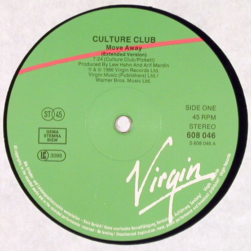 Culture Club: Move Away+1, Virgin(608 046-213), D, 1986 - 12inch - V4168 - 3,00 Euro