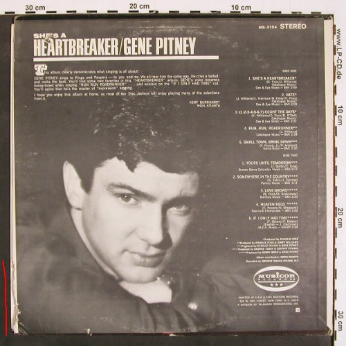 Pitney,Gene: She's a Heartbreaker, m-/vg+, Musicolor (MS-3164), US, co, 1968 Typ: LP Best.-Nr.: V4494 Preis: 7,50 Euro