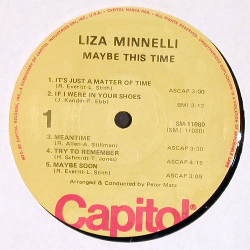 Minnelli,Liza: Maybe this Time, Capitol(SM-11080), US, 1973 - LP - V4565 - 7,50 Euro