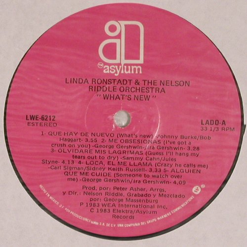 Ronstadt,Linda & Nelson Riddle Orch: What's new, Asylum(LWE-6212), MEX, 1983 - LP - V4571 - 5,00 Euro