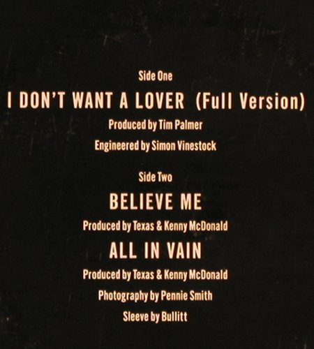Texas: I Don't Want A Lover / Believe Me+1, Mercury (872 351-1), D, 1989 Typ: 12" Best.-Nr.: V4632 Preis: 5,00 Euro