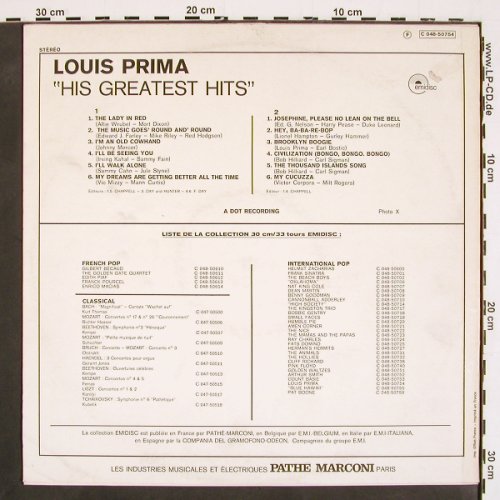Prima,Louis: His Greatest Hits, Emidisc (2C 048-50.754), F, Mono Typ: LP Best.-Nr.: V4639 Preis: 6,00 Euro