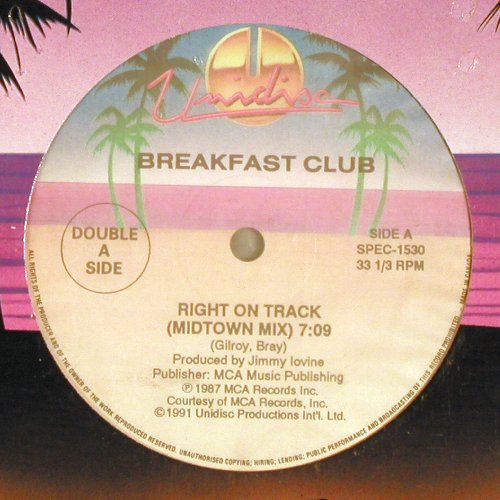 Breakfast Club / J.GeilsB.: Right on Track 7:09/Centerfold 3:26, Unidisc (SPEC-1530), CDN, 1987 Typ: 12" Best.-Nr.: V4640 Preis: 4,00 Euro