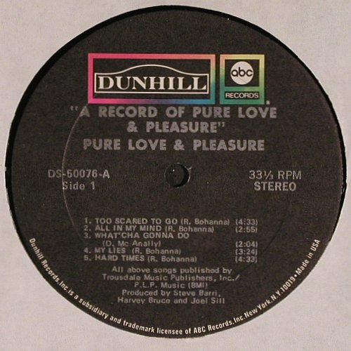 Pure Love & Pleasure: A Record Of, vg+/vg+, Dunhill /ABC (DS 50076), US, 1970 Typ: LP Best.-Nr.: V4733 Preis: 7,50 Euro