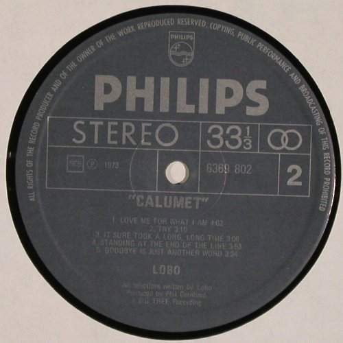 Lobo: Calumet, Philips (6369 802), , 1973 Typ: LP Best.-Nr.: V4772 Preis: 5,00 Euro