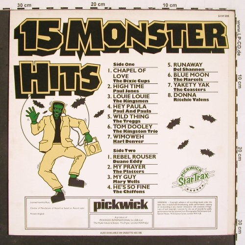V.A.15 Monster Hits Vol.2: Dixie Cups... Chiffons, 15 Tr., Pickwick(SHM 986), UK,  - LP - V5375 - 5,00 Euro