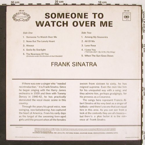 Sinatra,Frank: Someone To Watch Over Me, Hallmark(HM 592), UK,  - LP - V5413 - 6,00 Euro