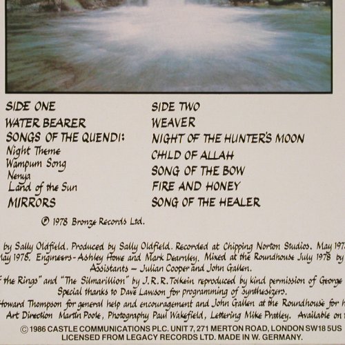 Oldfield,Sally: Water Bearer (1978), Castle (CLALP 101), D, Ri, 1986 Typ: LP Best.-Nr.: V5533 Preis: 7,50 Euro