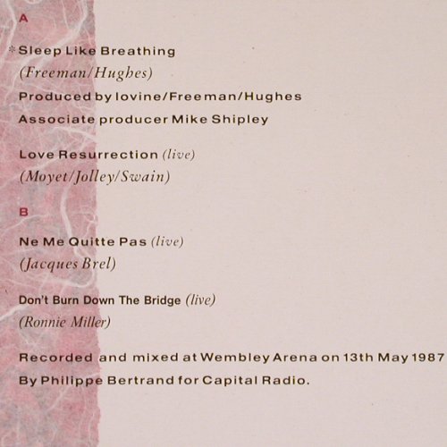 Moyet,Alison w. David Freeman: Sleep Like Breathing+3 (live), CBS(651112 9), NL, 1987 - 12inch - V5568 - 4,00 Euro