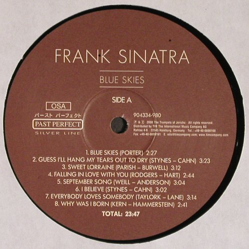 Sinatra,Frank: Blue Skies,Foc, Past Perfect(904334-980), D, 2000 - LP - V5578 - 9,00 Euro
