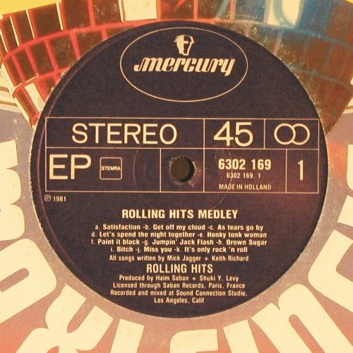 Rolling Hits: Rolling Hits Medley+1, m-/vg+, Mercury, LC(6302 169), NL, 1981 - 12inch - V5648 - 5,00 Euro