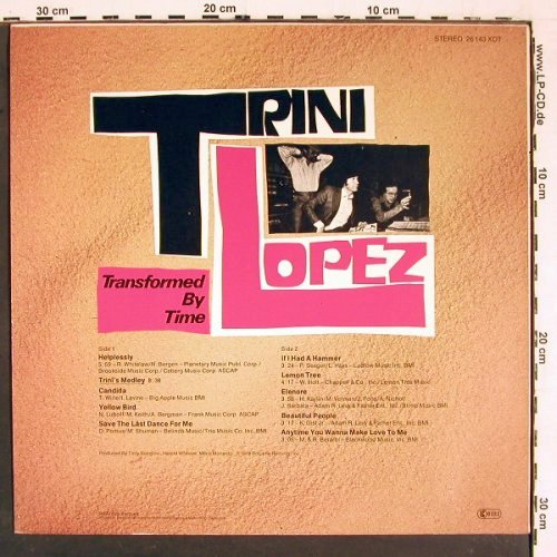 Lopez,Trini: Transformed By Time, Roulette (26143 XOT), D, 1978 Typ: LP Best.-Nr.: V5654 Preis: 6,00 Euro