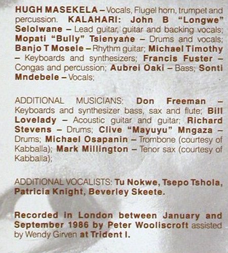 Masekela,Hugh & Kalahari: Tomorrow, WB(254 573-1), D, 1987 - LP - V5730 - 7,50 Euro