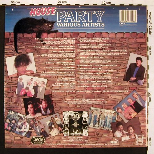 V.A.House Party: 20 Classic Dance Hits, Creole(CTV2), UK, 1985 - LP - V5740 - 5,00 Euro