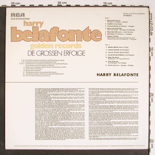 Belafonte,Harry: Golden Records, RCA Club Ed. (27 502-4), D Typ: LP Best.-Nr.: V5851 Preis: 6,00 Euro.