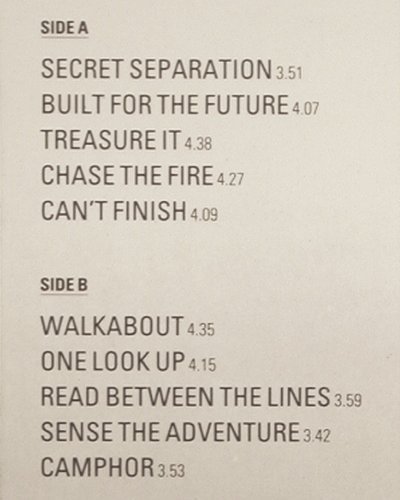 Fixx: Walkabout, MCA (253 038-1), D, 1986 Typ: LP Best.-Nr.: V5854 Preis: 5,00 Euro.