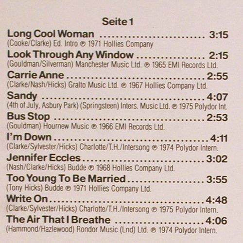 Hollies: Hallo! 20 Größten Hits, Polystar (0060 222), D Typ: LP Best.-Nr.: V6017 Preis: 6,00 Euro