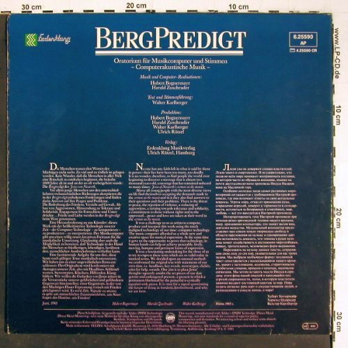 Bognermayr,Hubert / H.Zuschrader: Bergpredigt, Foc, Erdenklang (6.25590 AP), D, 1983 Typ: LP Best.-Nr.: V6382 Preis: 7,50 Euro.