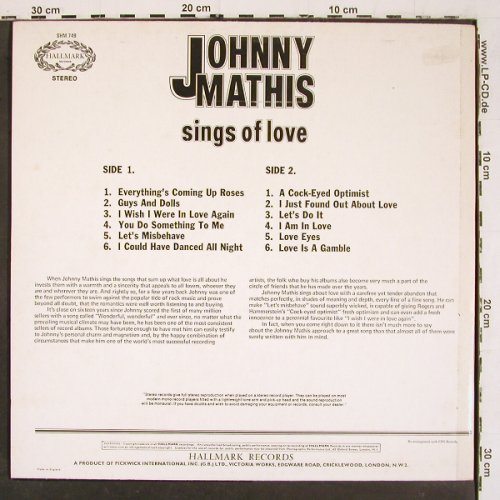 Mathis,Johnny: Sings Of Love (1964), Hallmark (SHM 749), UK, Ri Typ: LP Best.-Nr.: V6412 Preis: 6,00 Euro.