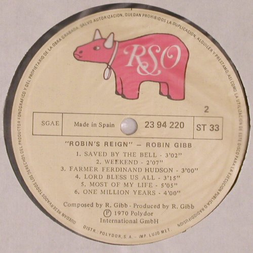 Gibb,Robin: Robin's Reign, RSO (23 94 220), E, 1970 Typ: LP Best.-Nr.: V6755 Preis: 6,00 Euro.