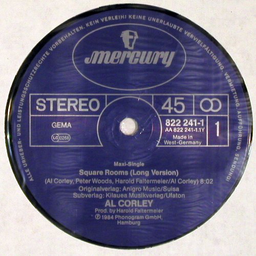 Corley,Al: Square Rooms 8:02 &sol; 3:40 +1, Phonogram (822 241-1 Q), D, 1984 Typ: 12" Best.-Nr.: V6816 Preis: 6,00 Euro.