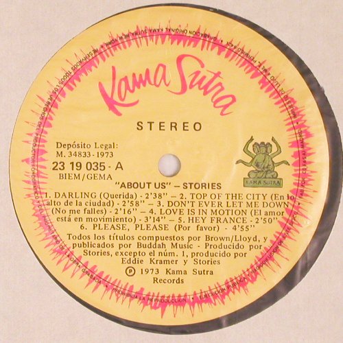 Stories: About us, Kama Sutra (23 19 035), E, 1973 Typ: LP Best.-Nr.: V6817 Preis: 12,50 Euro.