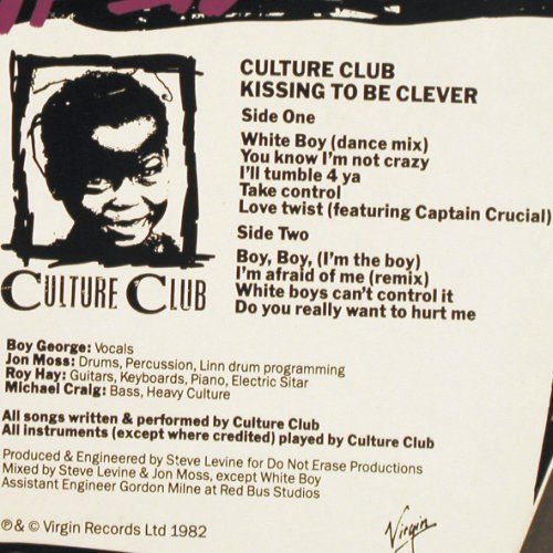 Culture Club: Kissing To Be Clever, Virgin (204 958-320), D, 1982 Typ: LP Best.-Nr.: V7044 Preis: 5,00 Euro.