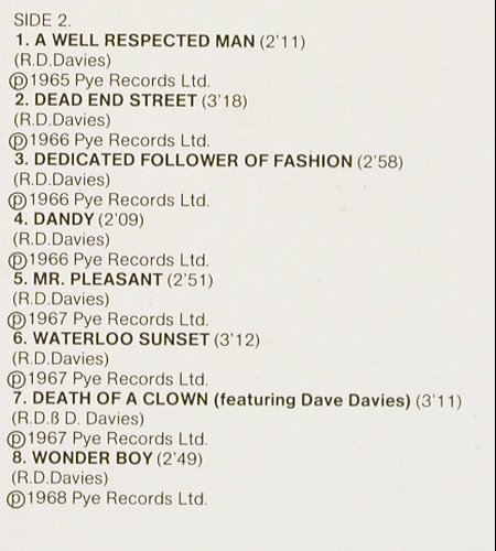 Kinks: Greatest Hits, BR Music(BRLP 15), B, 1985 - LP - V7221 - 6,00 Euro