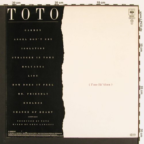 Toto: Isolation, CBS (CBS 86305), NL, 1984 Typ: LP Best.-Nr.: V7228 Preis: 5,00 Euro.