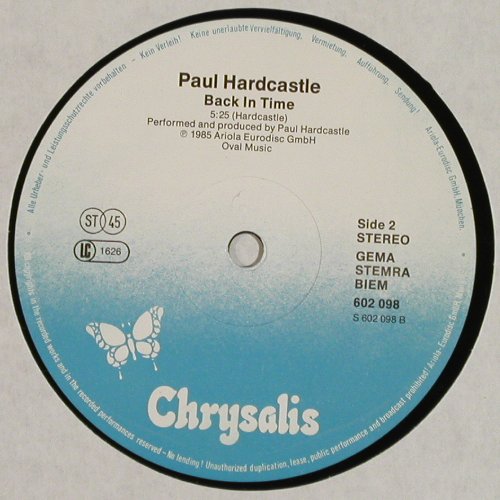 Hardcastle,Paul: Just For Money / Back in Time, Chrysalis(602 098-213), D, co, 1985 - 12inch - V7265 - 3,00 Euro