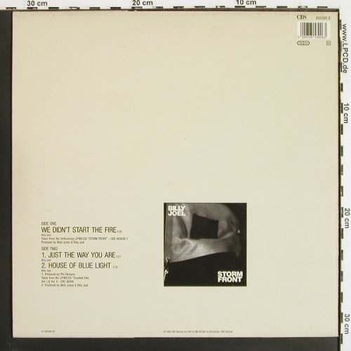 Joel,Billy: We Didn't Start The Fire+2, CBS (655300 6), NL, 1989 Typ: 12" Best.-Nr.: V7392 Preis: 5,00 Euro.