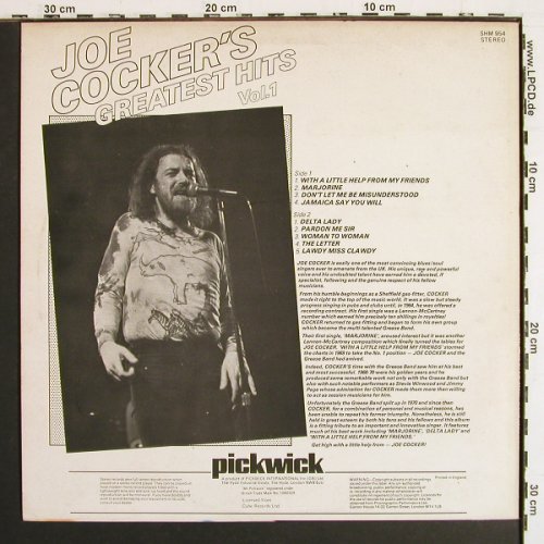 Cocker,Joe: Greatest Hits Vol.1, Pickwick (SHM 954), UK Typ: LP Best.-Nr.: V7488 Preis: 5,00 Euro.