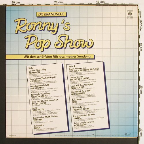 V.A.Ronny's Pop Show: Die Brandneue-Shannon... Boulevard, CBS (CBS 24 029), NL, 1984 Typ: LP Best.-Nr.: V7504 Preis: 5,00 Euro.