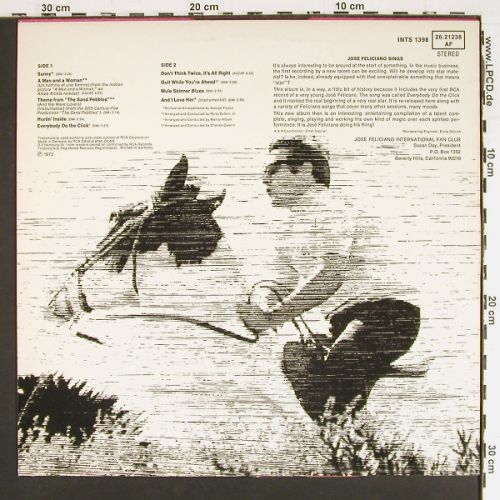 Feliciano,Jose: Sings, RCA International(INTS 1398), D, 1972 - LP - V7564 - 6,00 Euro