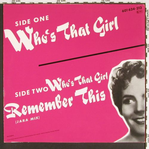 Flying Pickets: Who's That Girl*2 &sol; Remember Me, 10 Rec. (601 624-213), D, 1984 Typ: 12" Best.-Nr.: V7574 Preis: 4,00 Euro.