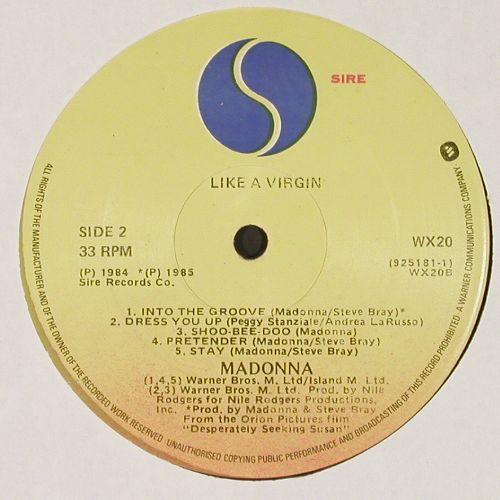Madonna: Like a Virgin, Sire (925 181-1), D, 1984 Typ: LP Best.-Nr.: V7579 Preis: 7,50 Euro.