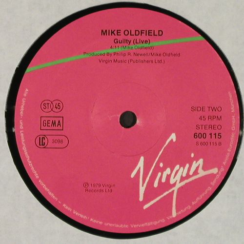 Oldfield,Mike: Live Extract frTubular Bells&sol;Guilty, Virgin (600 115-213), D, 1979 Typ: 12" Best.-Nr.: V7583 Preis: 5,00 Euro.