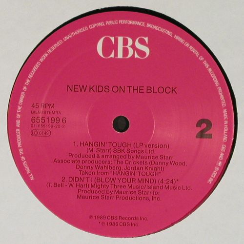 New Kids On The Block: Hangin' Tough*2+2, CBS (655 199 6), NL, 1989 Typ: 12" Best.-Nr.: V7682 Preis: 4,00 Euro.