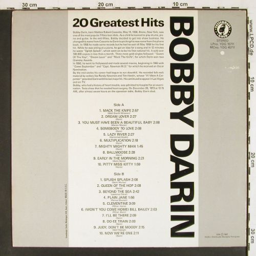 Darin,Bobby: 20 Greatest Hits, Yesterday's Gold (YDG 15711), P, 1987 Typ: LP Best.-Nr.: V7785 Preis: 6,00 Euro.